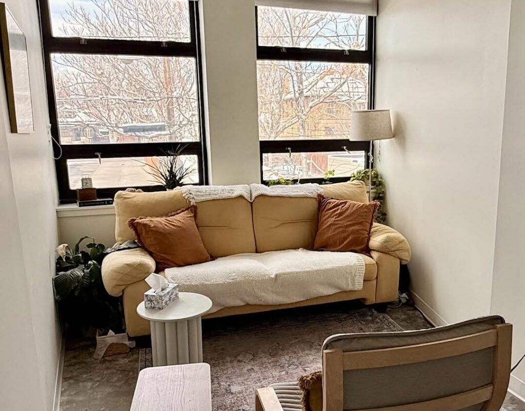 A cozy therapy office