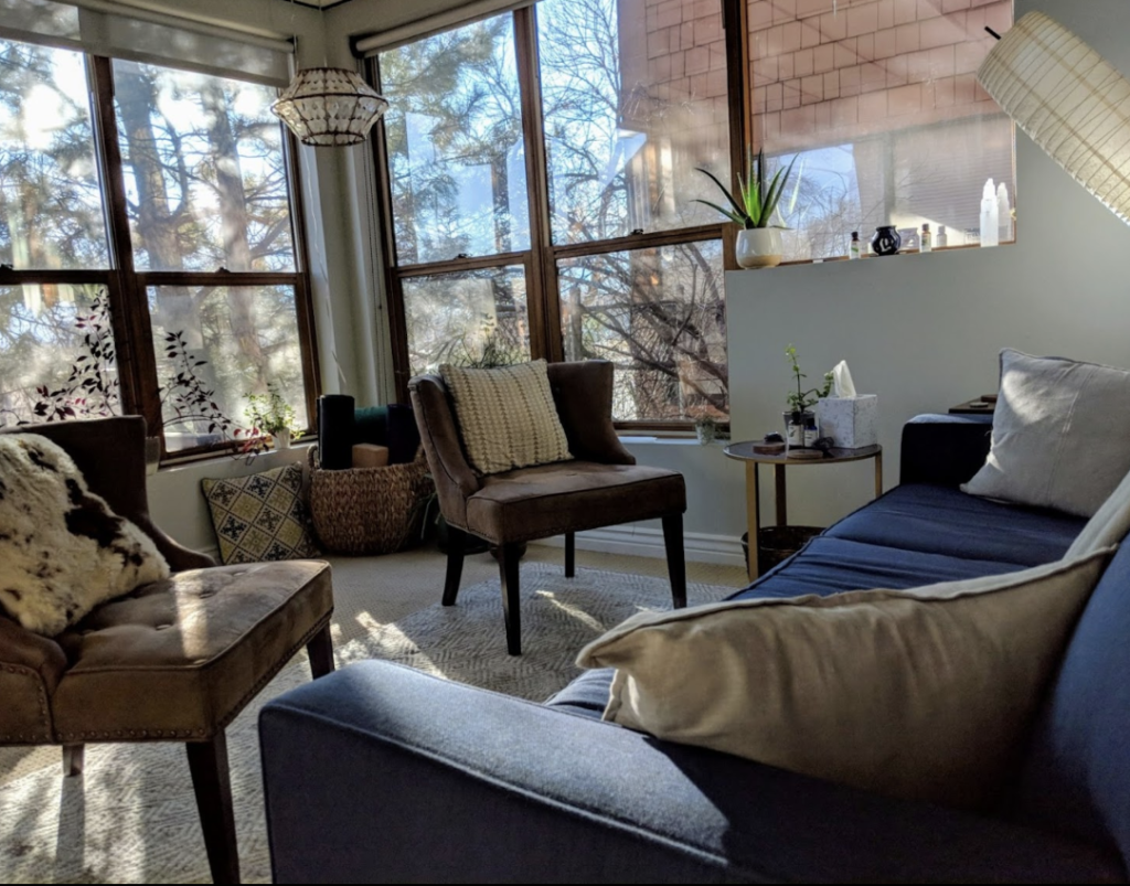 A cozy therapy office